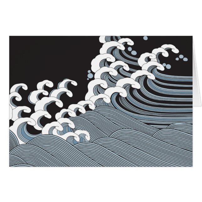 Japansk traditionell vågformad Mönster Hälsningskort (Framsidan Horizontal)