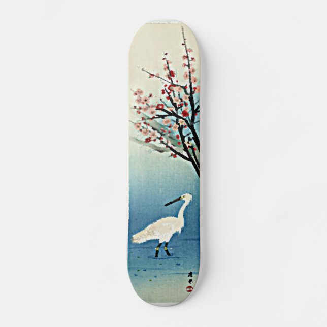 Japansk träklosstryckOkyo Egret med plommoner Ska Skateboard Bräda 20,5 Cm (Framsida)