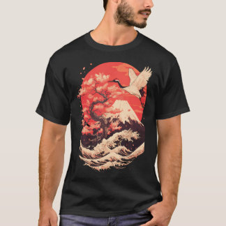 Japansk Trana Japan Körsbär T Shirt