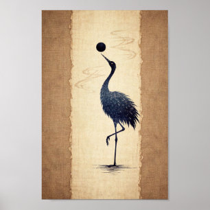 Japansk Tranakogel Zen Washi Papperskonst Illustra Poster