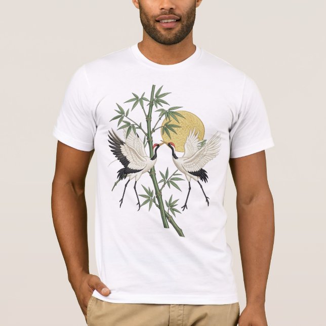 Japansk Tranakyrning Bambu Soluppgång present T Shirt (Framsida)