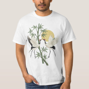 Japansk Trankilje Broderi Bambu Soluppgång present T Shirt