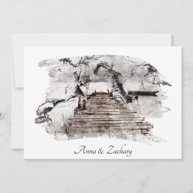 *~* Japansk Trappor Art +    RSVPQR AR27 Bröllop  Inbjudningar (Framsida)