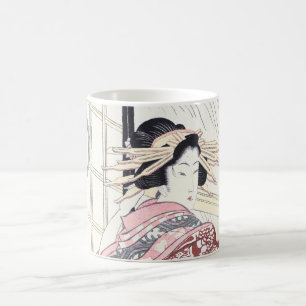 Japansk Ukiyo-e Courtesan med hårprydnadar Kaffemugg