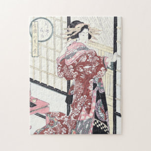 Japansk Ukiyo-e Courtesan med hårprydnadar Pussel