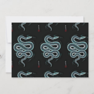 Japansk ukiyo e stil snake art inbjudningar