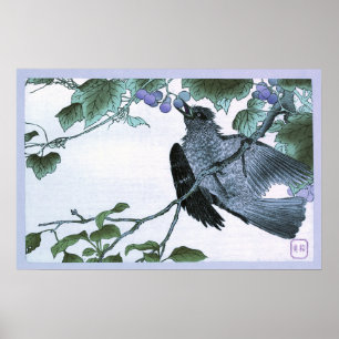 Japansk Ukiyo-e-utskrift av fågelätande grafik Poster