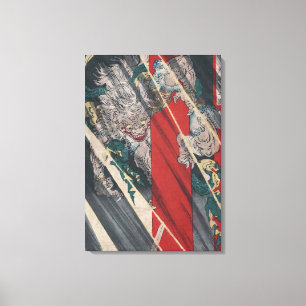 Japansk Ukiyo-e Yokai Ibaraki demon vid Yoshitoshi Canvastryck