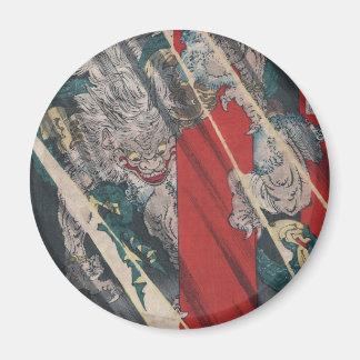 Japansk Ukiyo-e Yokai Ibaraki demon vid Yoshitoshi Magnet