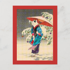 Japansk ukiyoe cat christmas helg vykort