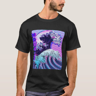Japansk Underbar Kanagawa Wave Glitch Aesthetic Ka T Shirt