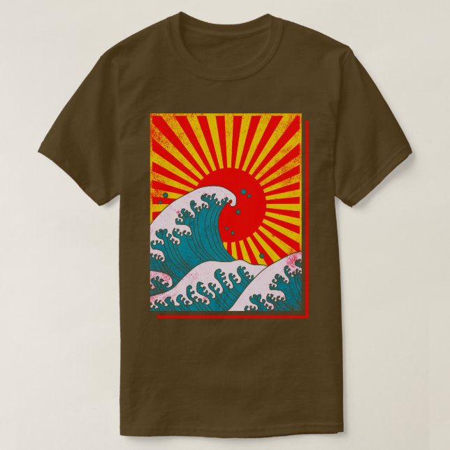 Japansk underbar våg och sol t shirt (Design framsida)