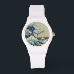 Japansk Underbar Wave av Kanagawa av Hokusai Armbandsur<br><div class="desc">Den klassiska japanska Underbara vågen av Hokusai från Kanagawa - Den Underbara vågen av Kanagawa kallas också den Underbara vågen eller helt enkelt Wave, är ett träblocksavtryck av den japanska ukiyo-e-konstnären Hokusai. Den publicerades mellan 1830 och 1833 och är ett av de mest erkända verken av japansk konst i världen....</div>
