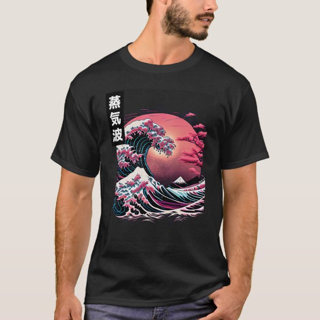 Japansk Underbar Wave Kanagawa Retrowave Stil 3 T Shirt (Framsida)