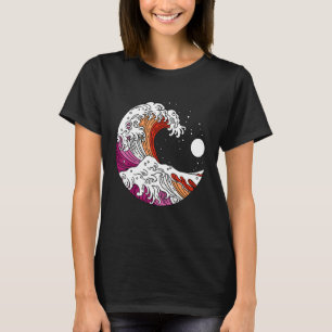Japansk Underbar Wave Lesbisk Pride Flagga WlW Gay T Shirt