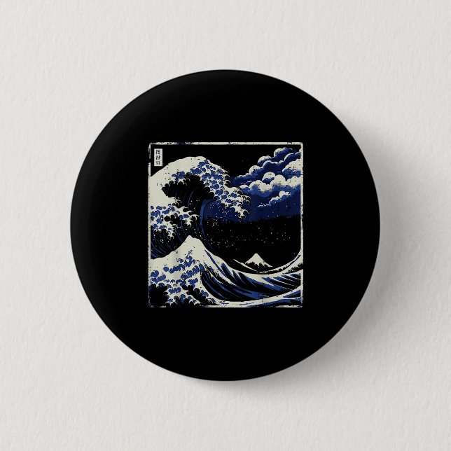 Japansk Underbar Wave Off Kanagawa Ukiyo-e Art Man Knapp (Framsida)