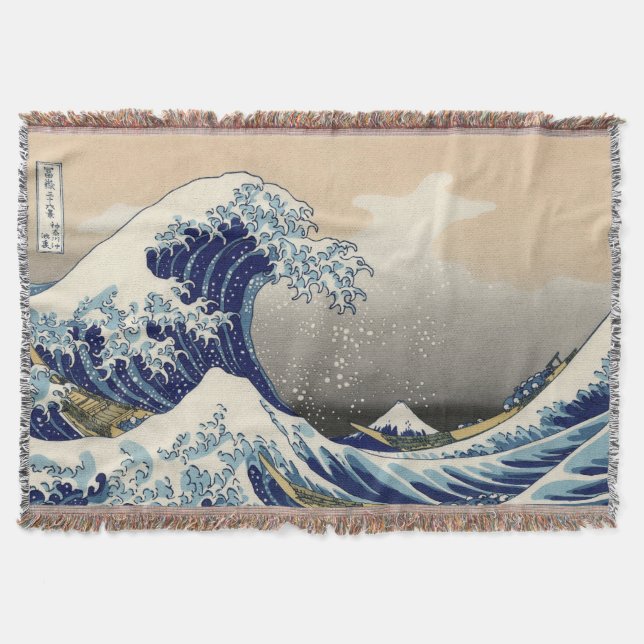 Japansk Underbarare våg av Kanagawa Throw Blanket Mysfilt (Framsidan)