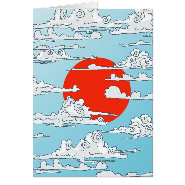 Japansk uppgående sol hälsningskort (Framsidan)