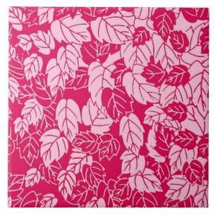 Japansk utskrift, Fuchsia och Ljus rosa Löv Kakelplatta