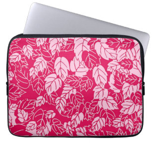 Japansk utskrift, Fuchsia och Ljus rosa Löv Laptop Fodral
