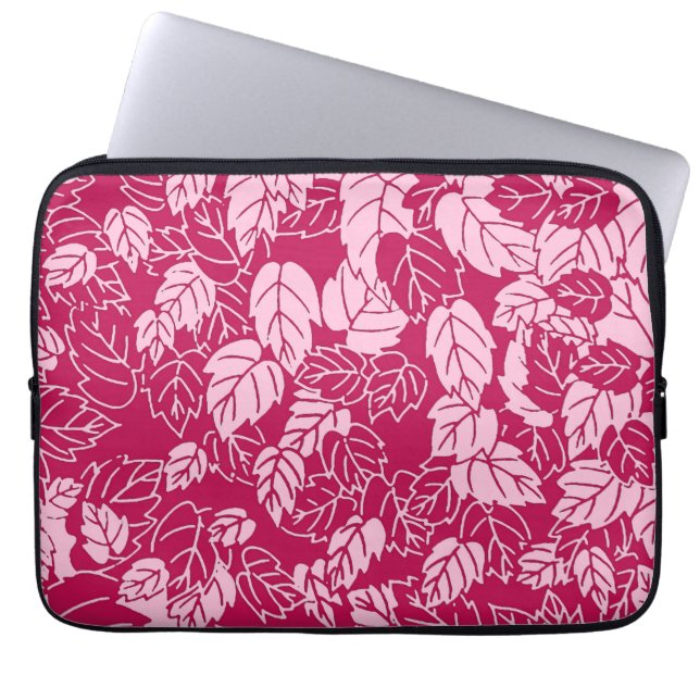 Japansk utskrift, Fuchsia och Ljus rosa Löv Laptop Fodral (Framsidan)