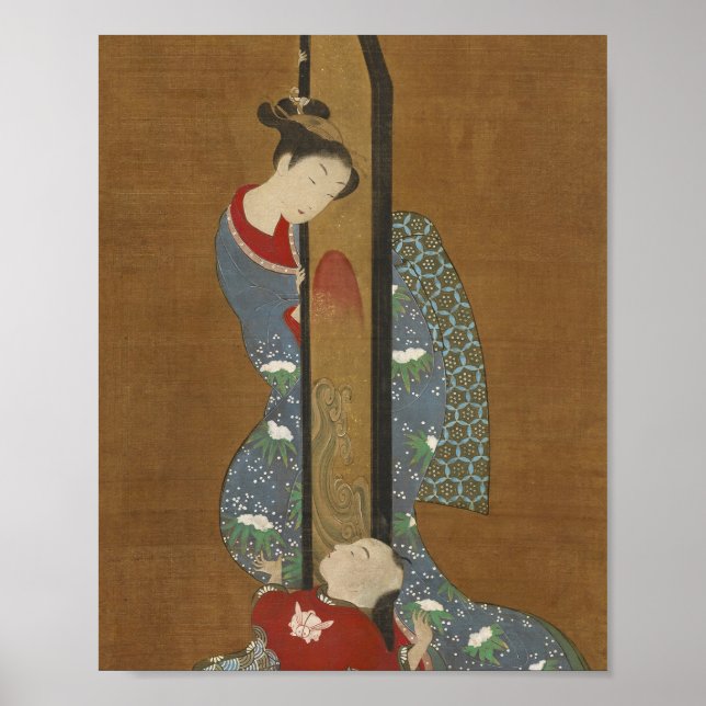 Japansk utskrift: Mor och underordnad vid uppspeln Poster (Framsidan)