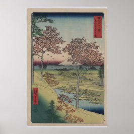 Japansk utskrift visar vy över Montera Fuji Poster