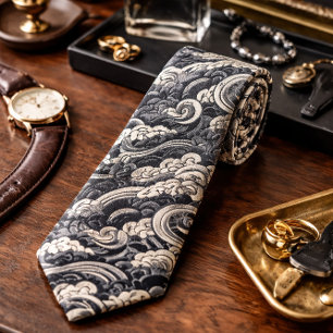 Japansk våg Elegant hav Konstinspirerad Slips