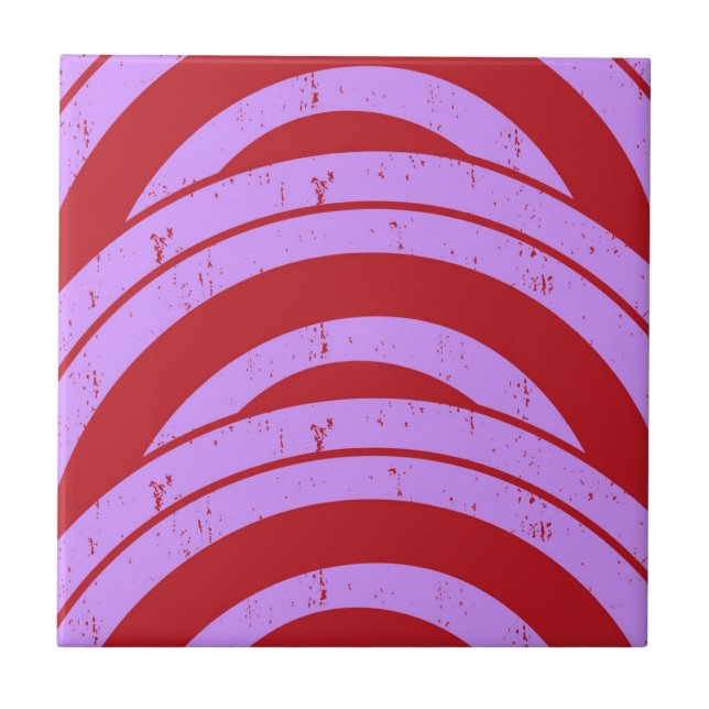 Japansk våg (Geometric) av röd Lila i halvcirkel Kakelplatta (Framsidan)