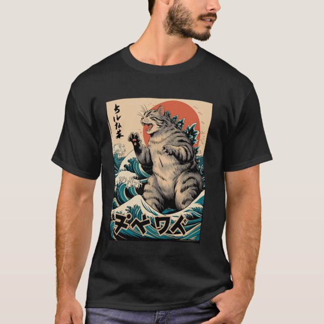 Japansk våg katt Ukiyo-e ???? ??? T Shirt (Framsida)