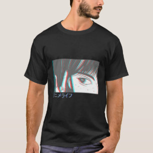 Japansk Vaporwave Anime Ögon Aesthetic Glitch Har T Shirt