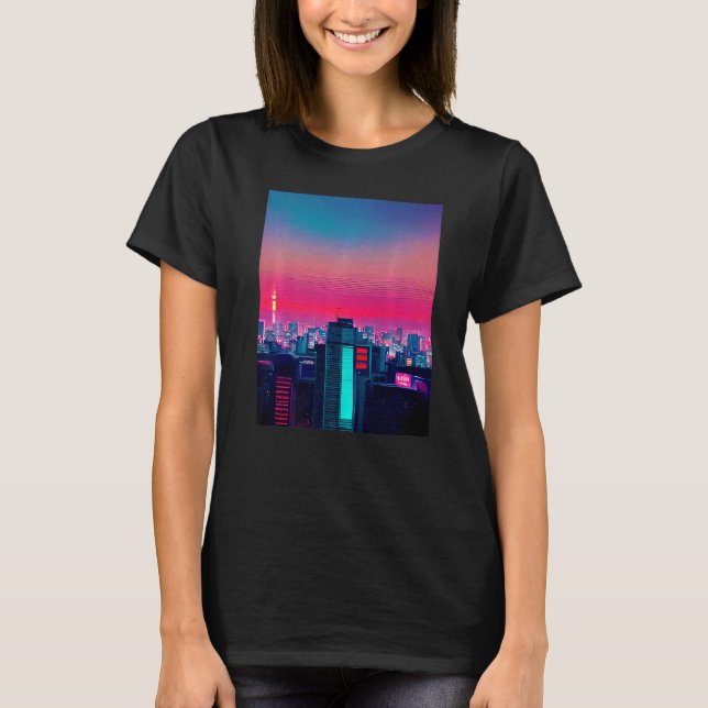 Japansk Vaporwave Asian Inspired 80's retro 2 T Shirt (Framsida)
