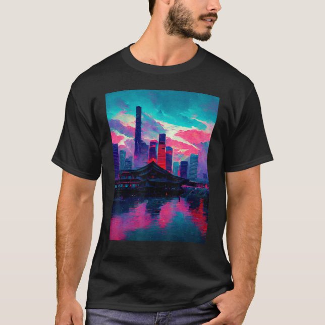 Japansk Vaporwave Asian Inspired 80's retro 2 T Shirt (Framsida)