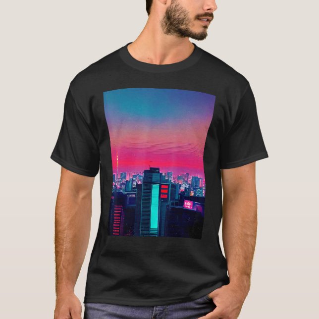 Japansk Vaporwave Asian Inspired 80's retro T Shirt (Framsida)