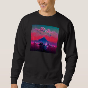 Japansk Vaporwave Asiatiskt Inspirerad 80-tals ret Lång Ärmad Tröja