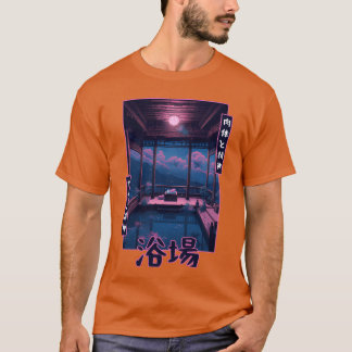 Japansk Vaporwave Badrum Bastu Retro Nostalgi T Shirt