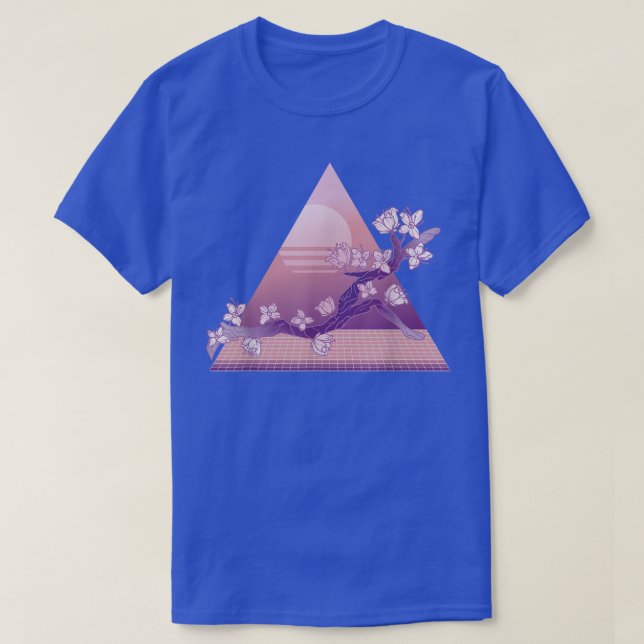 Japansk Vaporwave Cherry Blommar Gren Sakura Su T Shirt (Design framsida)