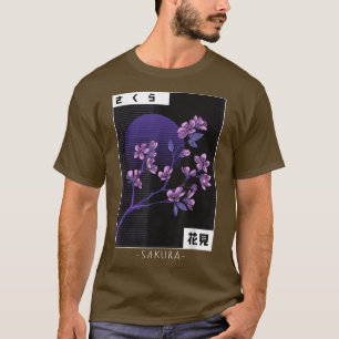 Japansk Vaporwave Cherry Blommar Sakura Flower Re T Shirt