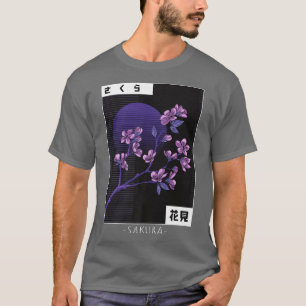 Japansk Vaporwave Cherry Blommar Sakura Flower Re T Shirt
