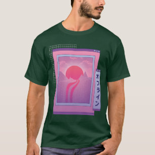 Japansk Vaporwave Landskap 70-tal 80-tal Berg Este T Shirt