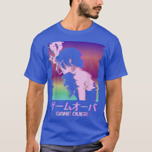Japansk Vaporwave Ledsen Anime Girl Game Over Indi T Shirt