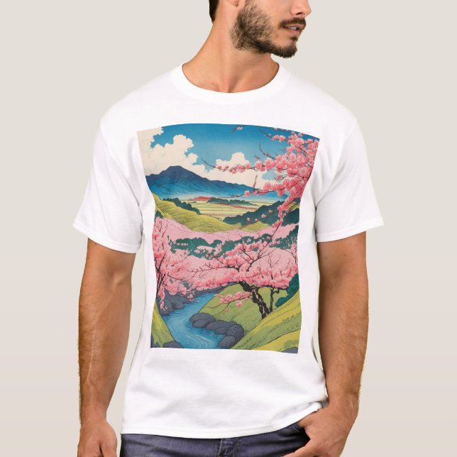 Japansk Vår-säsong T Shirt (Framsida)