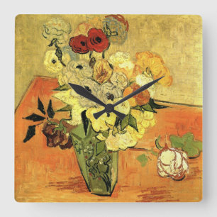 Japansk vas, rosor, anemone av Vincent van Gogh Fyrkantig Klocka