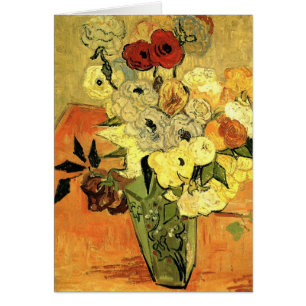 Japansk vas, rosor, anemone av Vincent van Gogh Hälsningskort