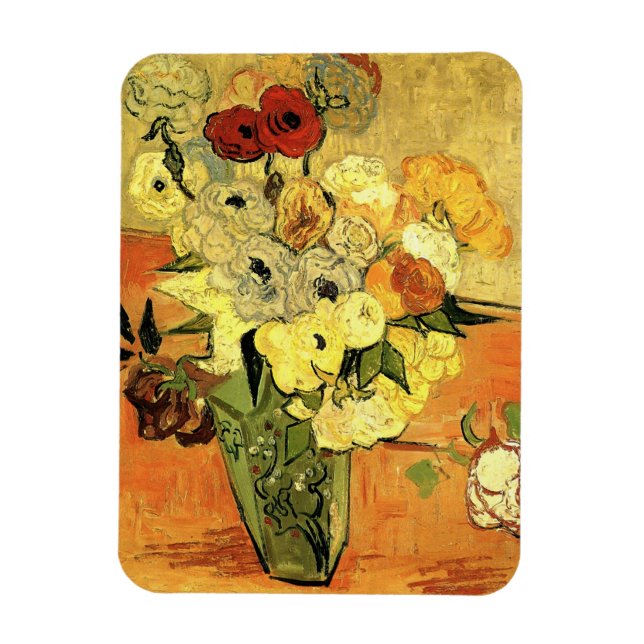 Japansk vas, rosor, anemone av Vincent van Gogh Magnet (Vertikal)