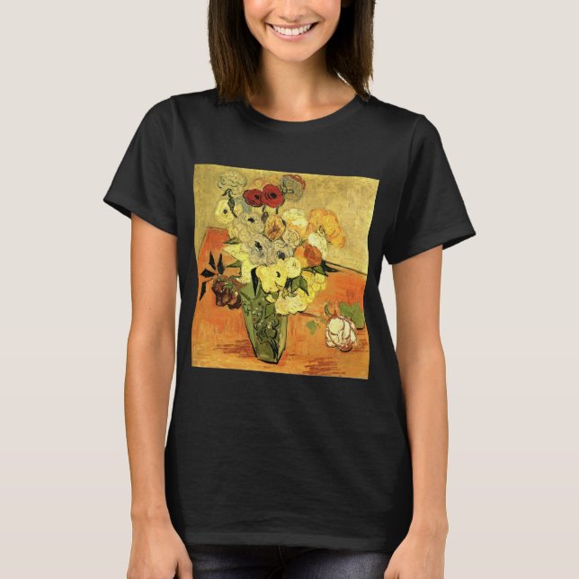 Japansk vas, rosor, anemone av Vincent van Gogh Tee (Framsida)