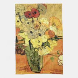 Japansk vas, rosor, anemoner av Vincent van Gogh Kökshandduk
