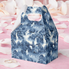 Japansk vatten-trädgård i blåvit porslin presentaskar