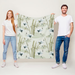 Japansk vattenfärgsasiatisk Art Bamboo Bird Mönste Fleecefilt
