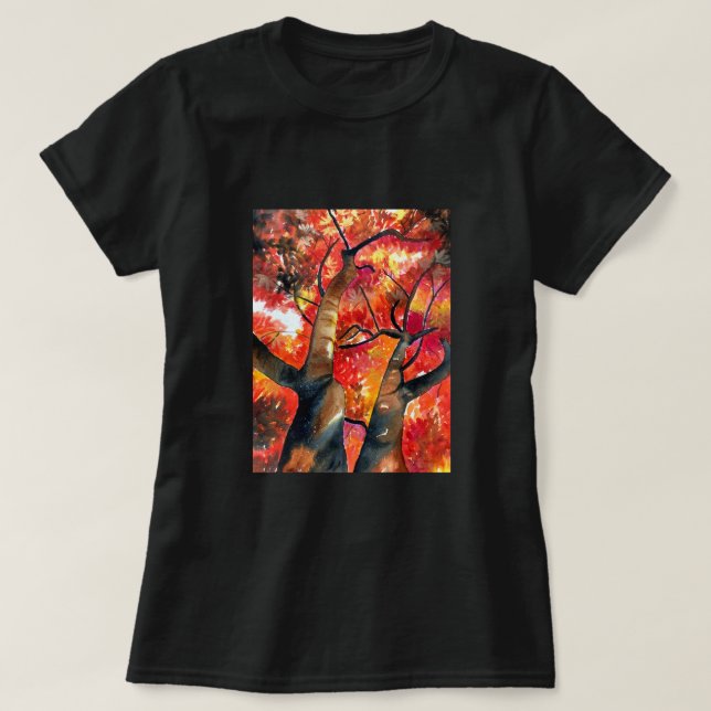Japansk vattenfärgsmapel träd t shirt (Design framsida)